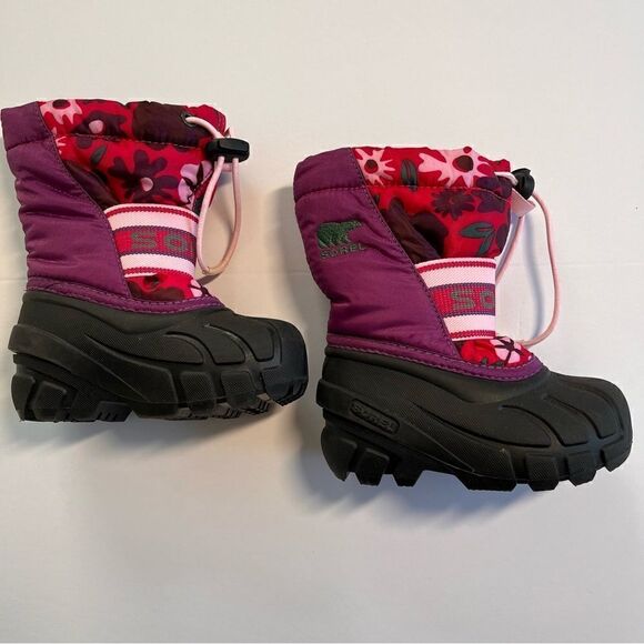 Sorel Gloxinia & Bright Rose Cub Snow Winter Boots Girls Size 6 EXCELLENT cond - Picture 1 of 11